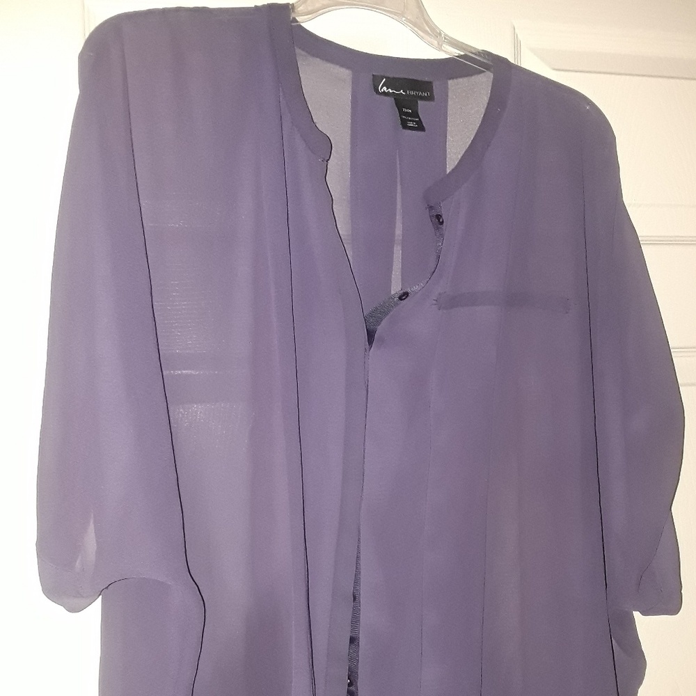 Sexy Sheer purple roll-sleeve top